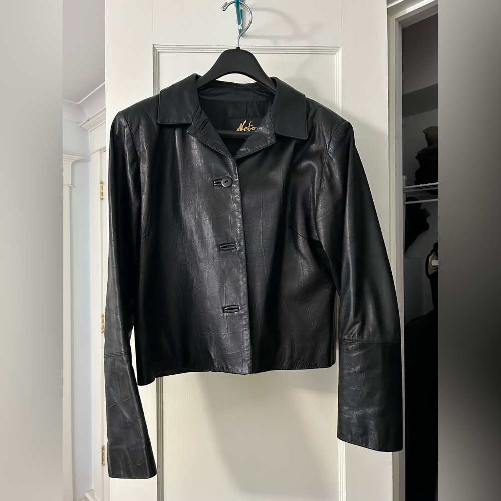 Neto Cropped Black Leather Women's Jacket
